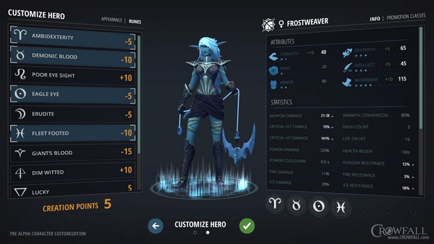 nouvelles options de races et classes pour le MMORPG Crowfall